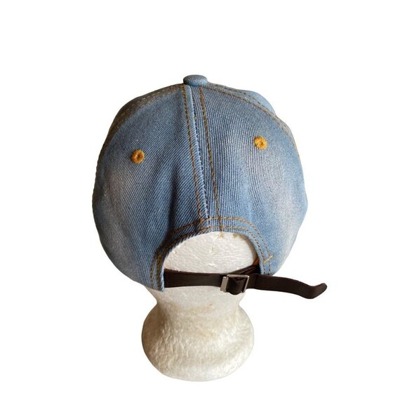 Denim Chambray Distressed Sparkle Bedazzled Rhinestone USA Hat Cap Adjustable - Picture 4 of 6